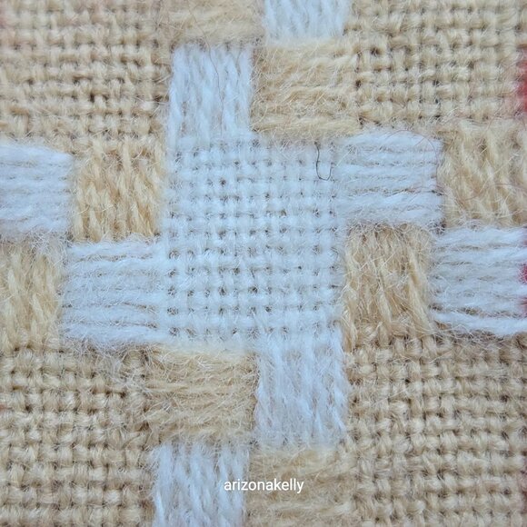 Woven Cashmere Houndstooth Scarf Red Tan White Pink - Picture 9 of 16